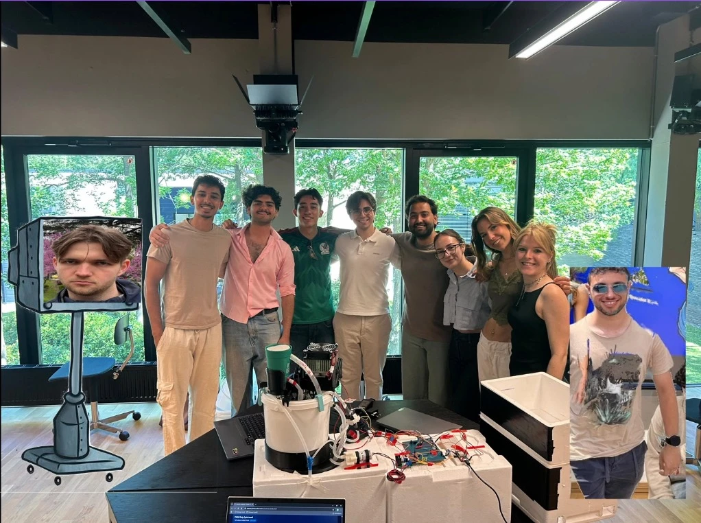 The Design Build 4 team and monitoring prototype, with the supplied photo edits preserved.